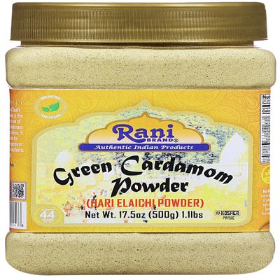 Rani Green Cardamom Pods Powder, Ground with Green Husks (Hari Elachi) 17.5oz (1.1lbs) 500g PET Jar ~ All Natural | Vegan | Gluten Friendly | NON-GMO | Kosher | Product of India