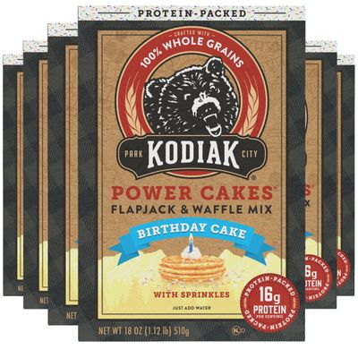 Kodiak Cakes Power Cakes, Pancake & Waffle Mix, Birthday Cake, High Protein, 100% Whole Grains, (Pack of 6)