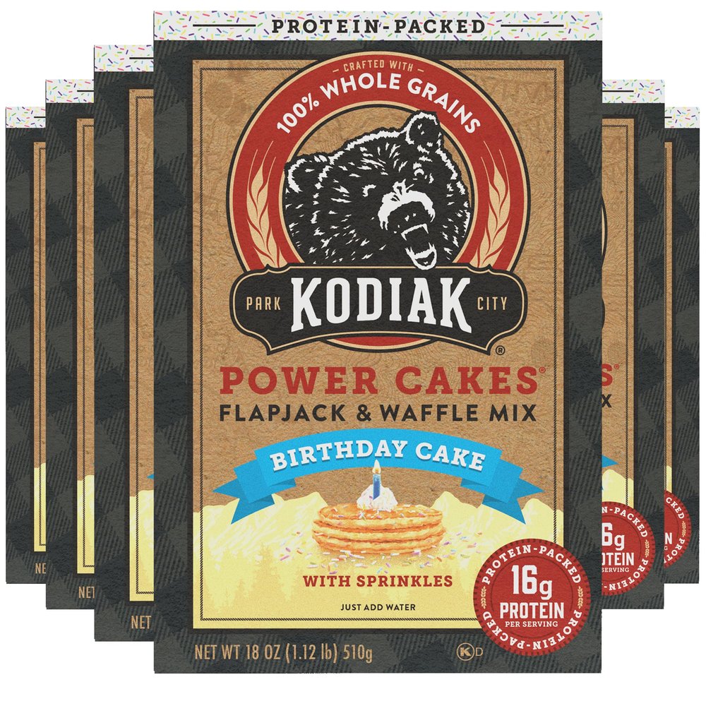 Kodiak Cakes Power Cakes, Pancake & Waffle Mix, Birthday Cake, High Protein, 100% Whole Grains, (Pack of 6)