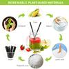 [300 Pcs] Biodegradable Compostable Individually Wrapped Straws - PLA Disposable Plant Based Black Straws (8.25" LongX0.23" Wide) view 2