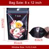 100 Pack Mylar Bags Smell Proof Bags, Resealable Stand Up Food Storage Bags Packaging Foil Pouch Bag with Clear Front Window for Cookies, Snack, Jewelry (8x12+4inch) view 2