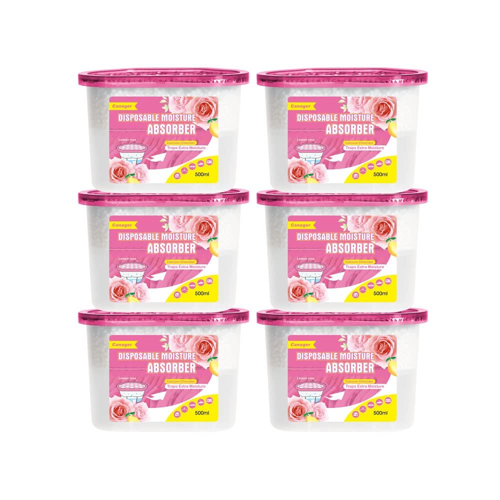 CANAGER Moisture Absorber Box, Lemon Rose-6 packs, Dehumidifier for Closet, Bedroom and Kitchen, Odor Eliminator,Moisture Absorber 12.5 oz.