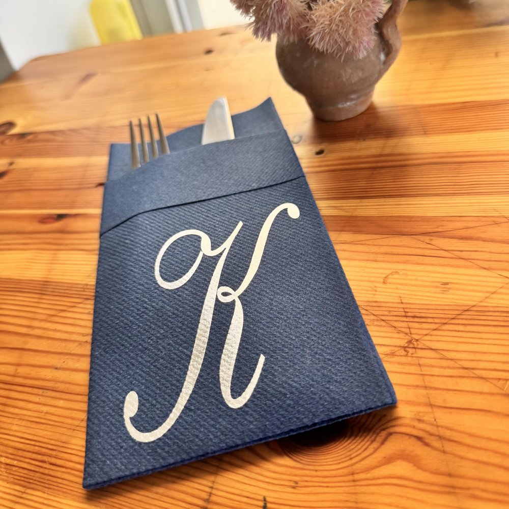 Custom Monogram Airlaid Napkins  Linen-Like, Disposable, Soft, Built-In Pocket  Wedding, Party, Event Use