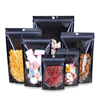 100 Pack Mylar Bags Smell Proof Bags, Resealable Stand Up Food Storage Bags Packaging Foil Pouch Bag with Clear Front Window for Cookies, Snack, Jewelry (6.3x9.4+3.15inch)