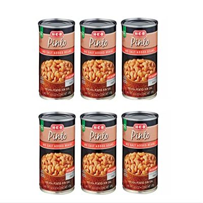 Al Amin Foods Pinto No Salt Added Beans ( FRIJOL PINTO SIN SAL ) 6 Cans NT. WT. 15.5 oz. ( 439g) By: H E B