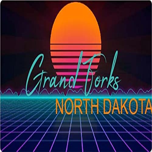 Grand Forks North Dakota 2 X 1.25-Inch Vinyl Decal Stiker Retro Neon Design