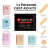 3 x Portable Travel Size First Aid Kit | Perfect for Home, Office, Car, School, Business, Travel, Hiking, Hunting, and Outdoors | Individually Wrapped First Aid Products (Black) view 2