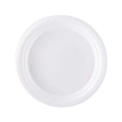 Nicole Fantini Cuisine - 9 Inches - Disposable Round White Plastic Plates For Thanksgiving - Good to use in Microwave : Perfect for Parties, Holidays, Weddings : 500 Count