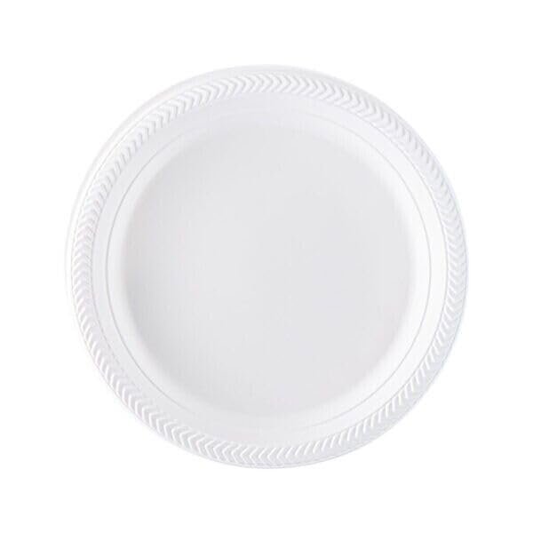 Nicole Fantini Cuisine - 9 Inches - Disposable Round White Plastic Plates For Thanksgiving - Good to use in Microwave : Perfect for Parties, Holidays, Weddings : 500 Count