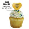 DePauw University Secondary Logo Heart Love Cupcake Picks Toppers Decoration Set of 6 view 3