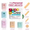3 x Portable Travel Size First Aid Kit | Perfect for Home, Office, Car, School, Business, Travel, Hiking, Hunting, and Outdoors | Individually Wrapped First Aid Products (Shapes) view 2