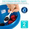 Vive Spill-Proof Scoop Plate, 9" (2 Pack) - Dish with Wall for Disabled, Handicapped, Elderly Adults with Special Needs from Parkinsons, Dementia, Stroke, Tremors with - Non Skid Padded Bottom view 3