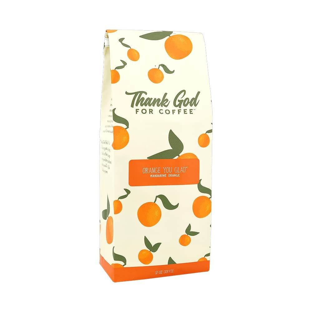 Thank God For Coffee Orange You Glad Ground Coffee 12oz, Medium Roast, Single Origin Honduran Arabica, Citrus Mandarin Notes