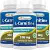 Best Naturals L-Carnitine Tartrate 500 mg 90 Tablets (90 Count (Pack of 3)) view 1
