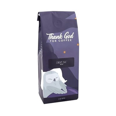 Thank God For Coffee Goodnight Night Owl Dark Decaf Whole Bean Coffee, Single Origin Colombia, Robust & Smoky Profile, 12 oz