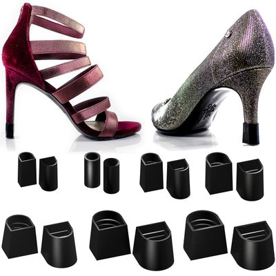 Heel Hunks Heel Cap Protectors for High Heel Shoes | 10 Sizes Black Pack | Protector Replacement Heel Savers for Stiletto and Pumps Tips | Stoppers for Grass Covers and Protects (10 Pairs)
