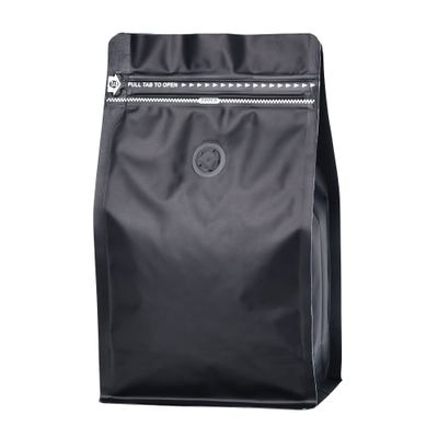 50 Pack Coffee Bags Degassing Valve, Resealable High Barrier Storage Bags with Aluminum Foil, Odor-Proof for Coffee Beans, Stand Up Coffee Pouch, Flat Bottom (Large-16OZ, Black)