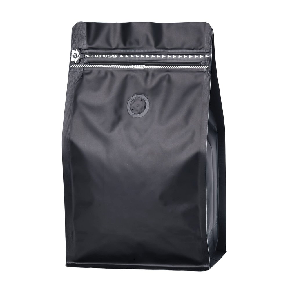 50 Pack Coffee Bags Degassing Valve, Resealable High Barrier Storage Bags with Aluminum Foil, Odor-Proof for Coffee Beans, Stand Up Coffee Pouch, Flat Bottom (Large-16OZ, Black)