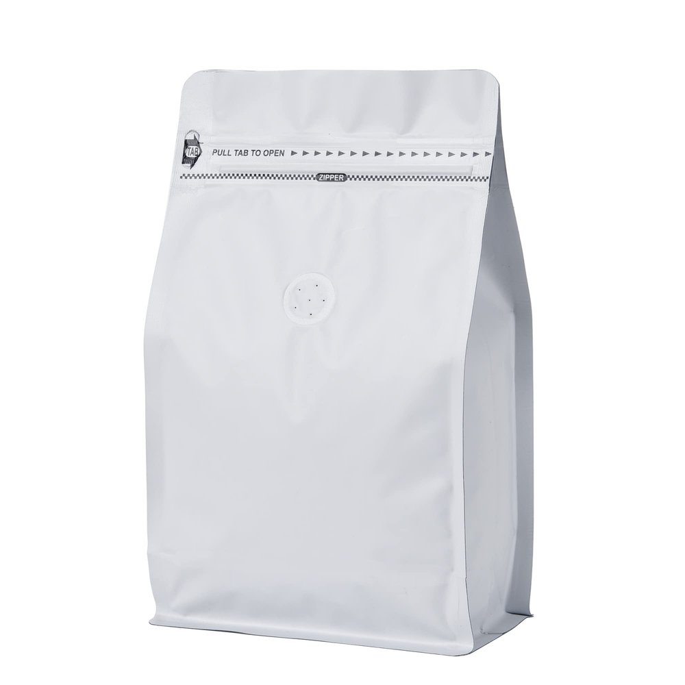 50 Pack Coffee Bags with Aluminum Foil and Degassing Valve, Resealable High Barrier Storage Bags, Odor-Proof for Coffee Beans, Stand Up Coffee Pouch, Flat Bottom (Medium-12OZ, White)