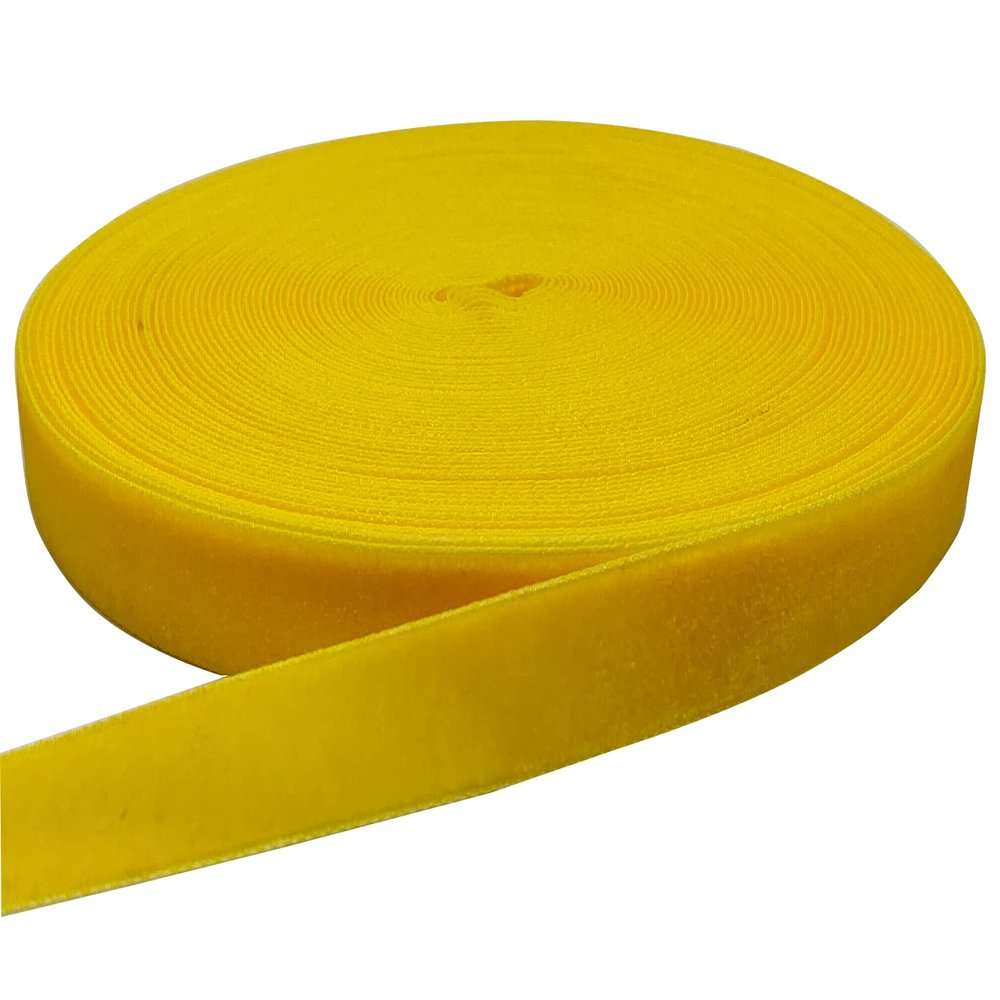 15 Yards Yellow Velvet Ribbon Spool, for Wedding, Gift Wrapping, Hair Bows, Home Decorating (5/8in, Yellow)