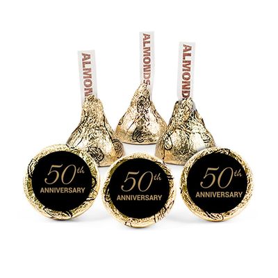 324ct Golden 50th Anniversary Stickers for Chocolate Kisses, DIY Anniversary Party Decorations and Candy Party Favors - Candy Not Included - Stickers Only