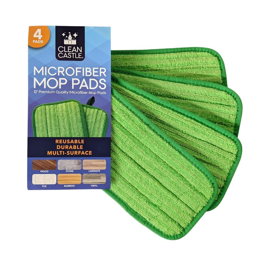Mops for Floor Cleaning - Dual Action Microfiber Mop for Swiffer WetJet - Wet/Dry Dust Mop for Hardwood Floors - Reusable, Machine Washable, Eco-Friendly, 4 Pack