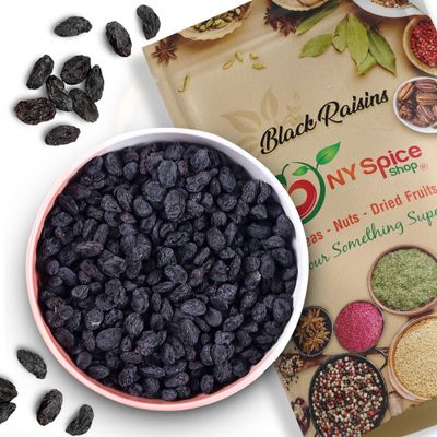 NY SPICE SHOP Dried Black Raisins  3 lbs.(Pound) Naturally Sweet Dried Fruit - Gourmet Savory Flavor - No Added Sugar - Premium Kosher Dried Raisins - Fresh Dried Fruits for Baking & Smoothies
