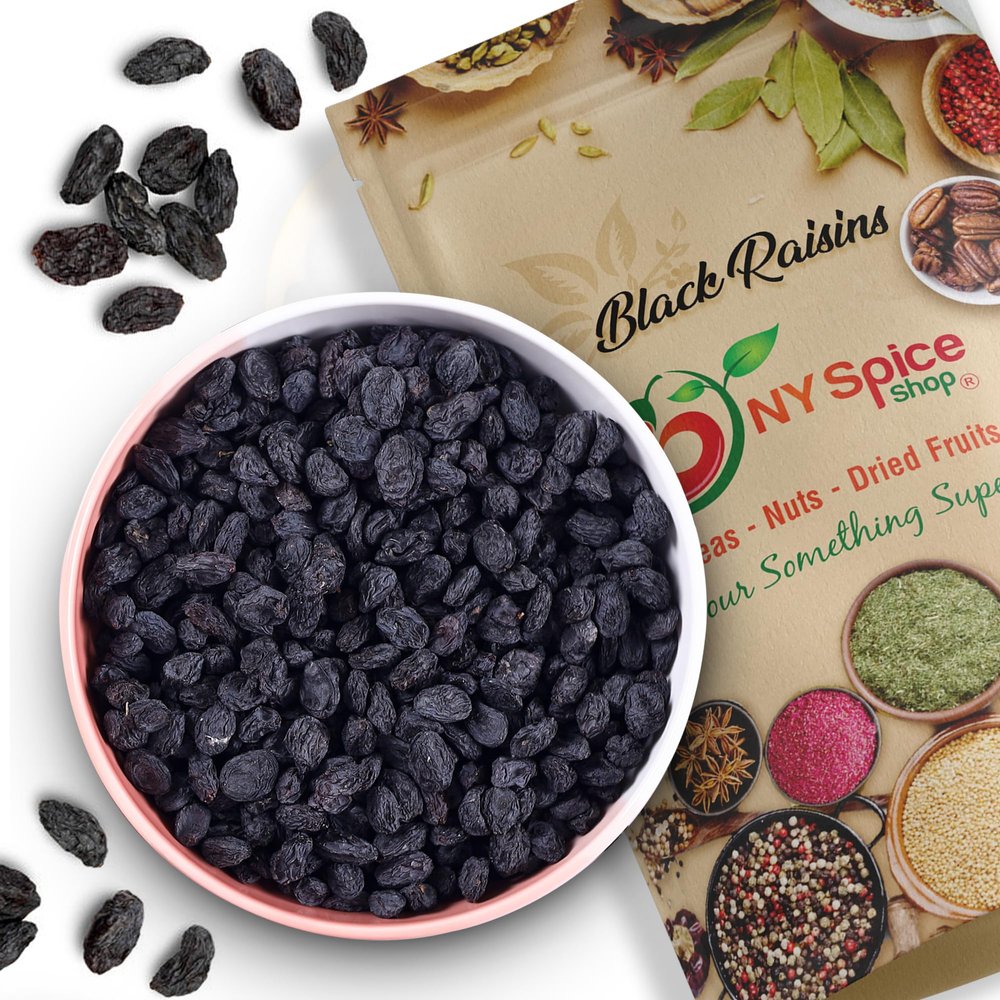 NY SPICE SHOP Dried Black Raisins 3 lbs.(Pound) Naturally Sweet Dried Fruit - Gourmet Savory Flavor - No Added Sugar - Premium Kosher Dried Raisins - Fresh Dried Fruits for Baking & Smoothies