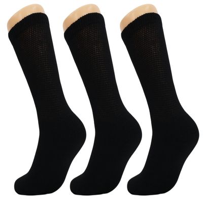AWS/American Made Black Diabetic Crew Socks for Men Loose Fit Socks with Non Binding Top 3 Pairs (Socks Size 10-13)