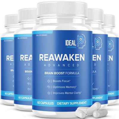 Reawaken Brain Boost Supplement for Memory Advanced Formula (5 Pack - 300 Capsules)