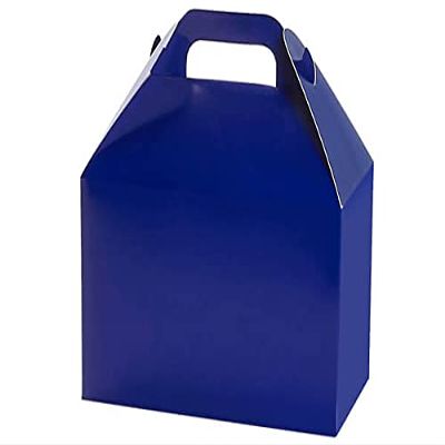 Pack of 6, Navy Blue Gloss Gable Box, 8.5x4.75x5.5" for Food Service, Party Favors and Promotional Packaging
