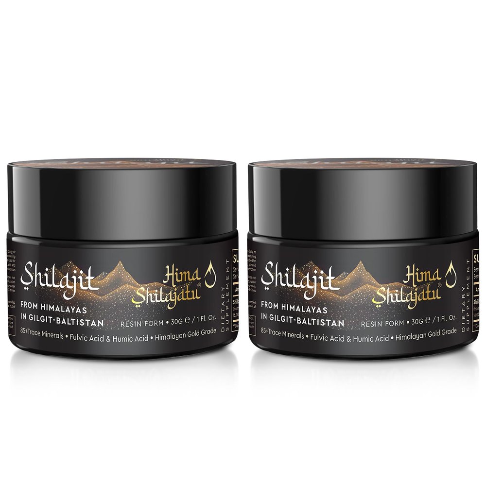 Shilajit Pure Himalayan Organic Shilajit Resin - Gold Grade 100% Purity Shilajit with Fulvic Acid & 85+ Trace Minerals Complex for Energy & Immune Support, Pack of 2 (4 Months Supply)