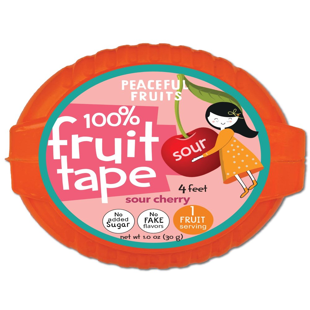 Peaceful Fruits 100% Fruit Tape - Sour Cherry - 6 Packs - Just Fruit - No Added Sugars, No Sugar Substitutes, No Dyes