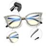 sexy Cat Eye Rhinestones Transition Photochromic Bifocal Reading Glasses Womens outdoor Reader look far and near Sunglasses (350 magnification, black white) view 3