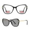 Fashion Ladies cat eye Bifocal Photochromic Reading Glasses oversized outdoor Presbyopic Magnifying Glasses uv400 (250 magnification, black) view 1