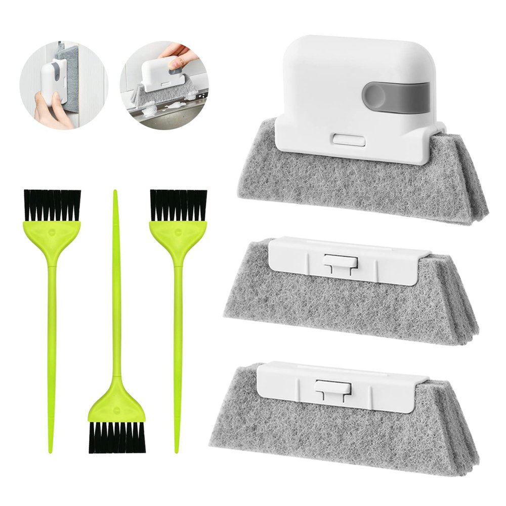 6Pcs Magic Groove Gap Cleaning Brushes Kit, Door Window Track Crevice Cleaning Brush, Window Cleaning Brush for Sink, Kitchen, Bathroom, Car Vents, Keyboard, Household Cleaning Tools Set