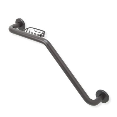 Bathroom Grab Bar & Soap Dish for Tub Shower Safety/304 Stainless/Right Hand/Oil Rubbed Bronze/24" x 16"