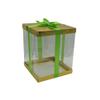 FELANAS 6 Pack Acetate Gift Boxes Metallized Top with Ribbon | Wrapping Clothing Boxes for Gifts, Mailing, Clothes | 20 x 20 x 25,5 CM : 8" x 8" x 10" | Gift Cardboard Boxes (Golden/Green Ribbon) view 1