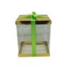 FELANAS 6 Pack Acetate Gift Boxes Metallized Top with Ribbon | Wrapping Clothing Boxes for Gifts, Mailing, Clothes | 20 x 20 x 25,5 CM : 8" x 8" x 10" | Gift Cardboard Boxes (Golden/Green Ribbon) view 2