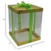 FELANAS 6 Pack Acetate Gift Boxes Metallized Top with Ribbon | Wrapping Clothing Boxes for Gifts, Mailing, Clothes | 20 x 20 x 25,5 CM : 8" x 8" x 10" | Gift Cardboard Boxes (Golden/Green Ribbon) view 4