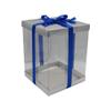 FELANAS 6 Pack Acetate Gift Boxes Metallized Top with Ribbon | Wrapping Clothing Boxes for Gifts, Mailing, Clothes | 20 x 20 x 25,5 CM : 8" x 8" x 10" | Gift Cardboard Boxes (Silver/Blue Ribbon) view 1