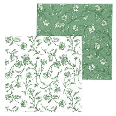 40 Count Spring Flower Power Napkins, 2 Packs of 20, 3 Ply Paper, Luncheon Size, 6.75 x 6.75 Inches, Food Safe Inks