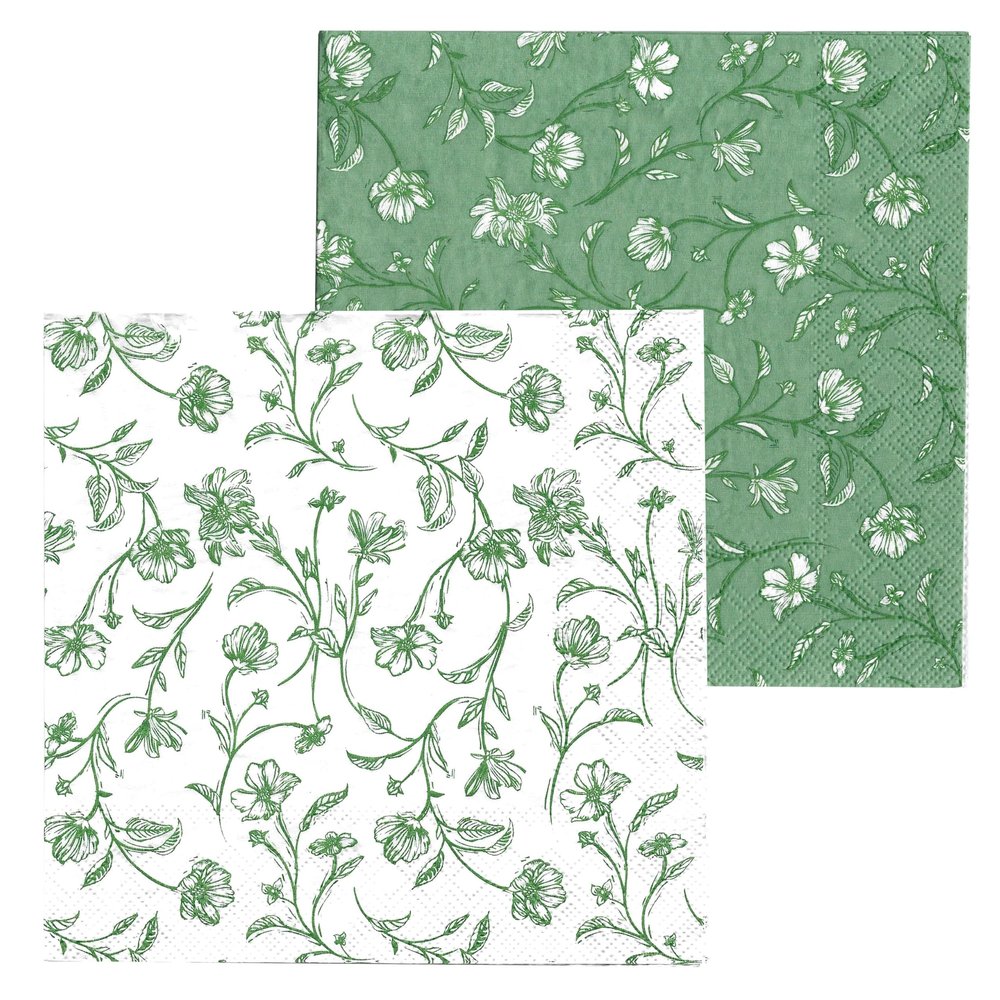 40 Count Spring Flower Power Napkins, 2 Packs of 20, 3 Ply Paper, Luncheon Size, 6.75 x 6.75 Inches, Food Safe Inks