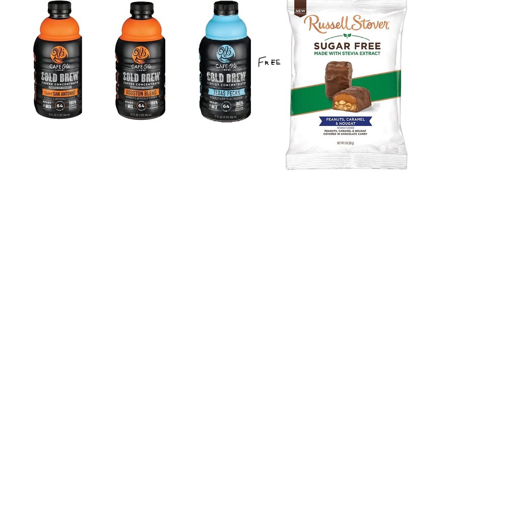 3 Pack Ready to mix Cafe Ole by HEB Cold Brew Concentrate 32 oz jar Medium Roast(San antonio/houston and Texas pecan with free russel stover candy)