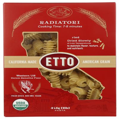 Etto, Pasta Radiatori Organic, 16 Ounce
