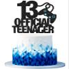 13 OFFICIAL Teenager Game Birthday Cake Topper - Video Game Boy's Blue 13th Birthday Level Up Party Cake Supplies - Game On Winner Party Decoration view 1