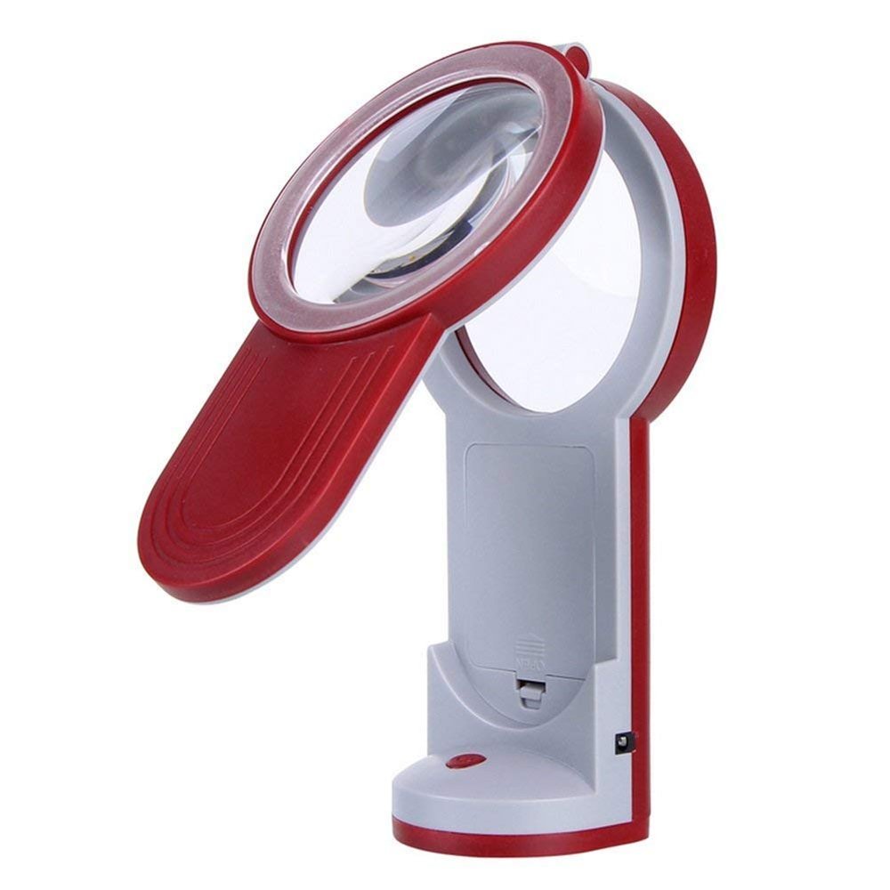 JF-Xuan Magnifying Glass LED Handheld Desktop Ual Lighting Magnifying Glass Charger Bracket with Lamp Magnifying Glass 10X20X30X