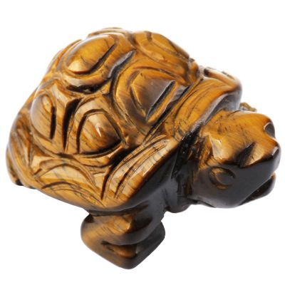 ZHDECOR 1.5" Turtle Crystal Statue Sculpture Stone Healing Crystal Reiki Pocket Tortoise Gemstone Figurines for Desk Decor, Reiki Healing,Tiger'sEye