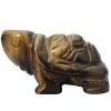 ZHDECOR 1.5" Turtle Crystal Statue Sculpture Stone Healing Crystal Reiki Pocket Tortoise Gemstone Figurines for Desk Decor, Reiki Healing,Tiger'sEye view 2