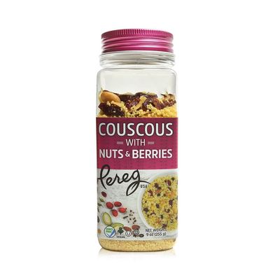 Pereg Traditional Couscous Pasta with Dried Cranberries Canister (9 Oz x 6 Pack) - Contains 3 Servings - Wheat Toasted Pasta Almond - Pre-flavored with Spices - Vegan - Kosher Certified